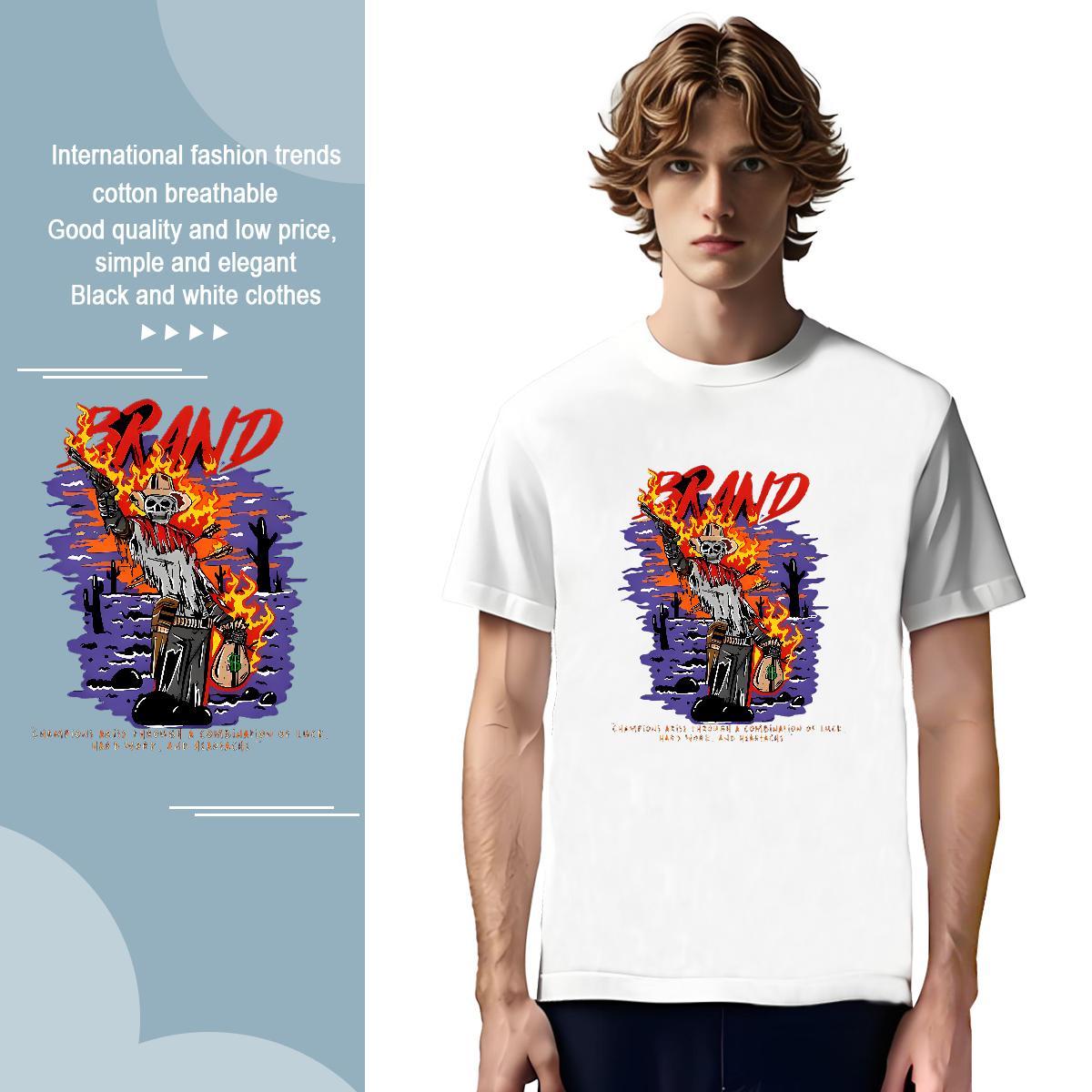 Man T Shirts 230g Cotton halloween Street Round Neck Short Sleeve Custom Printed Men Clothes T-Shirt 2024 Comfortable Tshirts