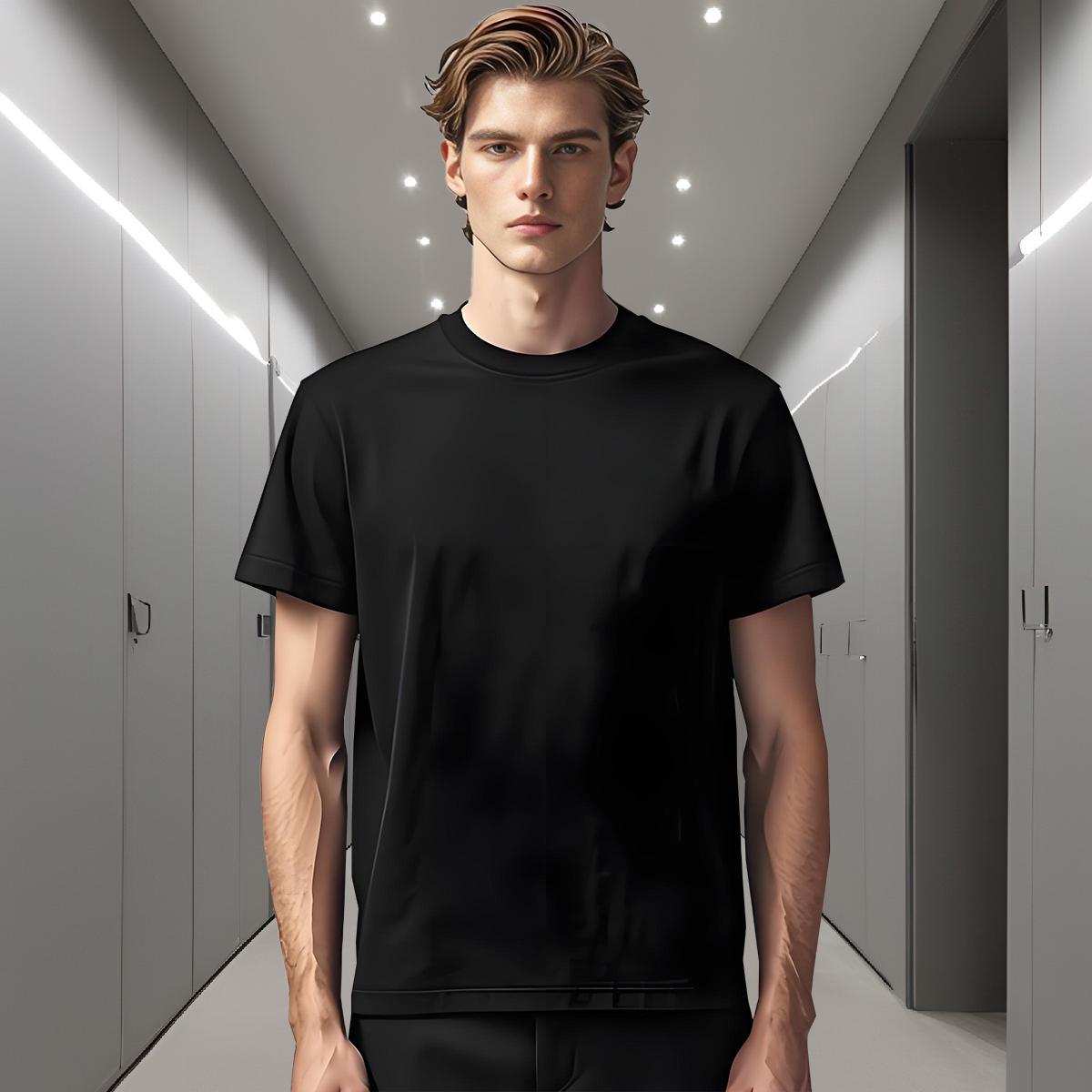 T shirt 230g Cotton Geometric line Beach Short Sleeve O-Neck Custom Anime Couples T Shirts DIY Customized Brand Tee Shirt