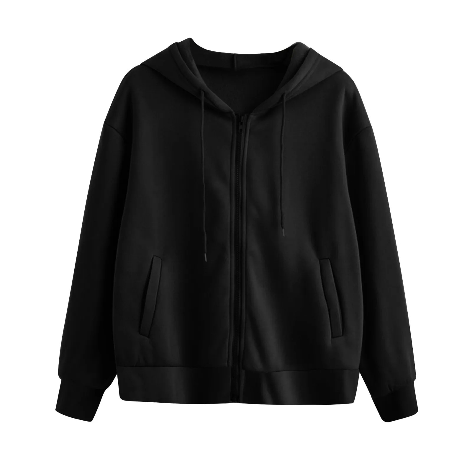 Women Sweatshirt Hoodies Spring Fashion Casual White Gray Black Zipper Hooded Sweatshirt Long Sleeve Coat Pullovers 240806