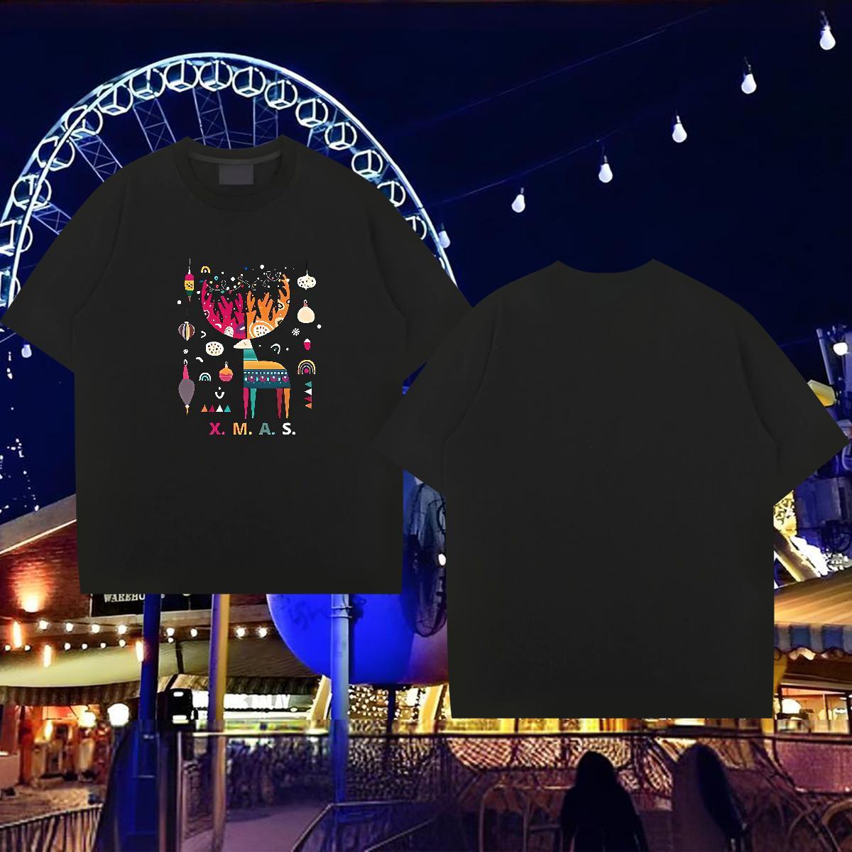 Customized T shirt 230g Pure Cotton Christmas High Street Hip Hop Polos Breathable Loose Fit Men Tees DIY