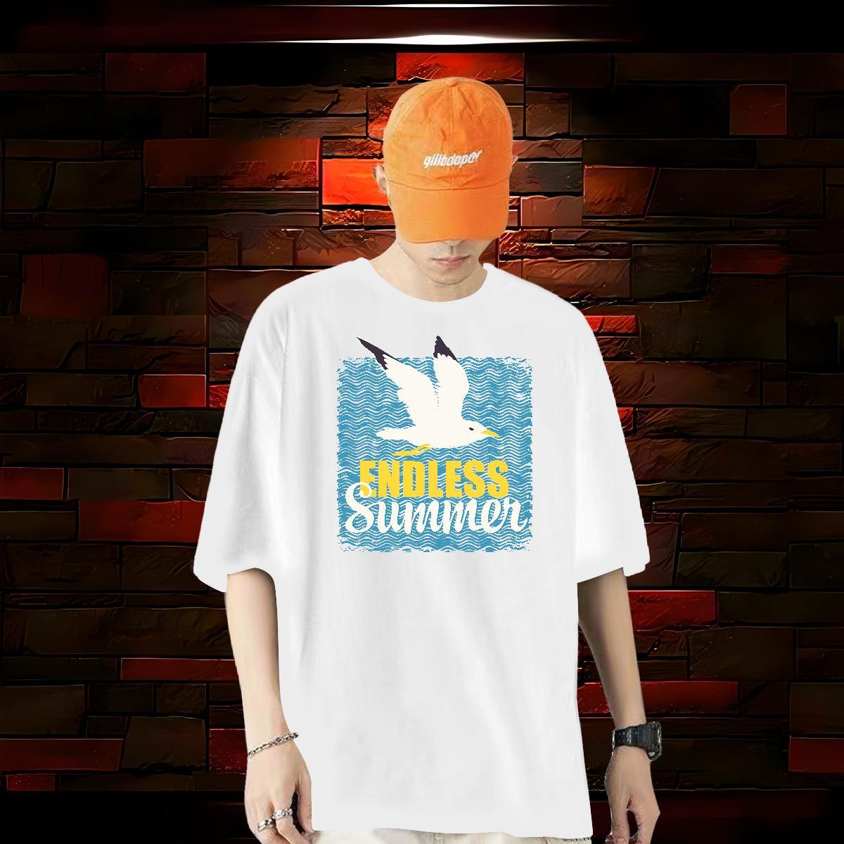 Fashion Designer T-Shirts for Men 230g Pure Cotton bird Casual Beach Wear Crew Neck Breathable Soft Tshirt for Man Woman DIY Printed