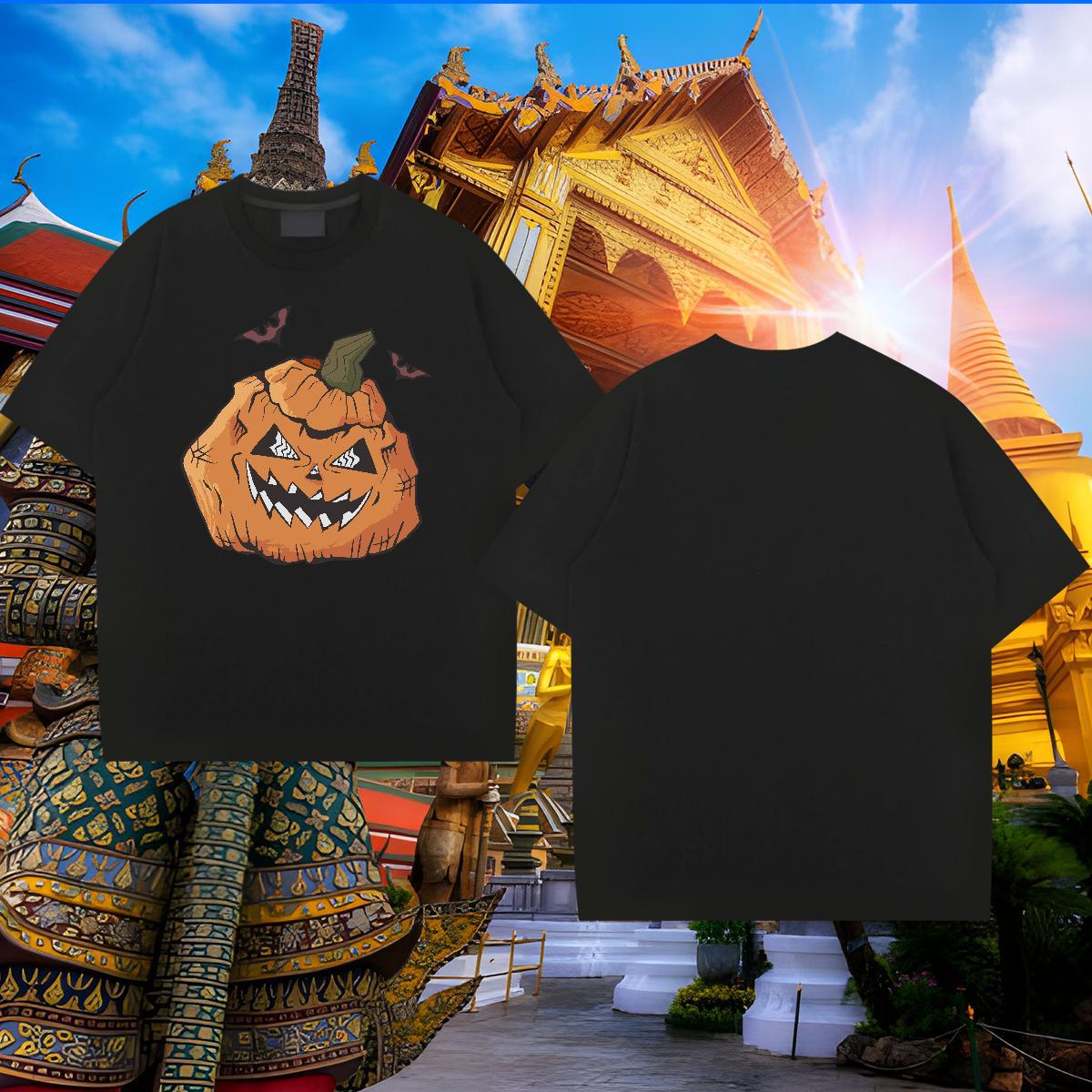 Comfortable Men Tops Tees 100% Cotton 230g pumpkin T Shirt For Man Hip Hop Pure Cotton Customized Casual New Polos