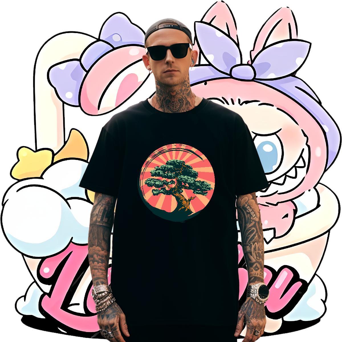 Designer Men Tshirts 230g Pure Cotton Casual Beach tree Plus Size Custom Crew Neck DIY Customized T-Shirts for Men Clothes