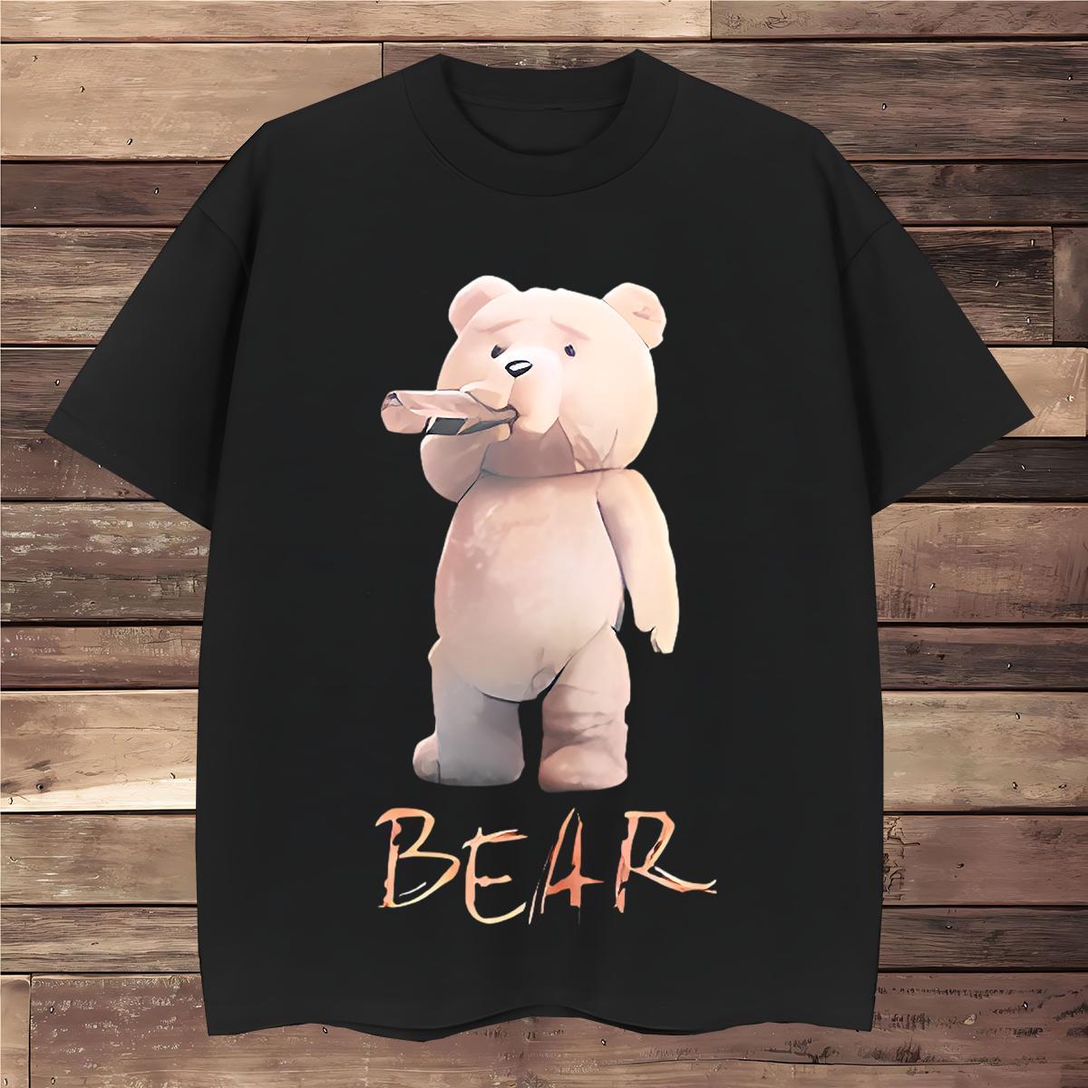 Brand Man T Shirts 100% Cotton 230g bear Sport Clothings Crew Neck High Quality Couples T Shirts Asian Size