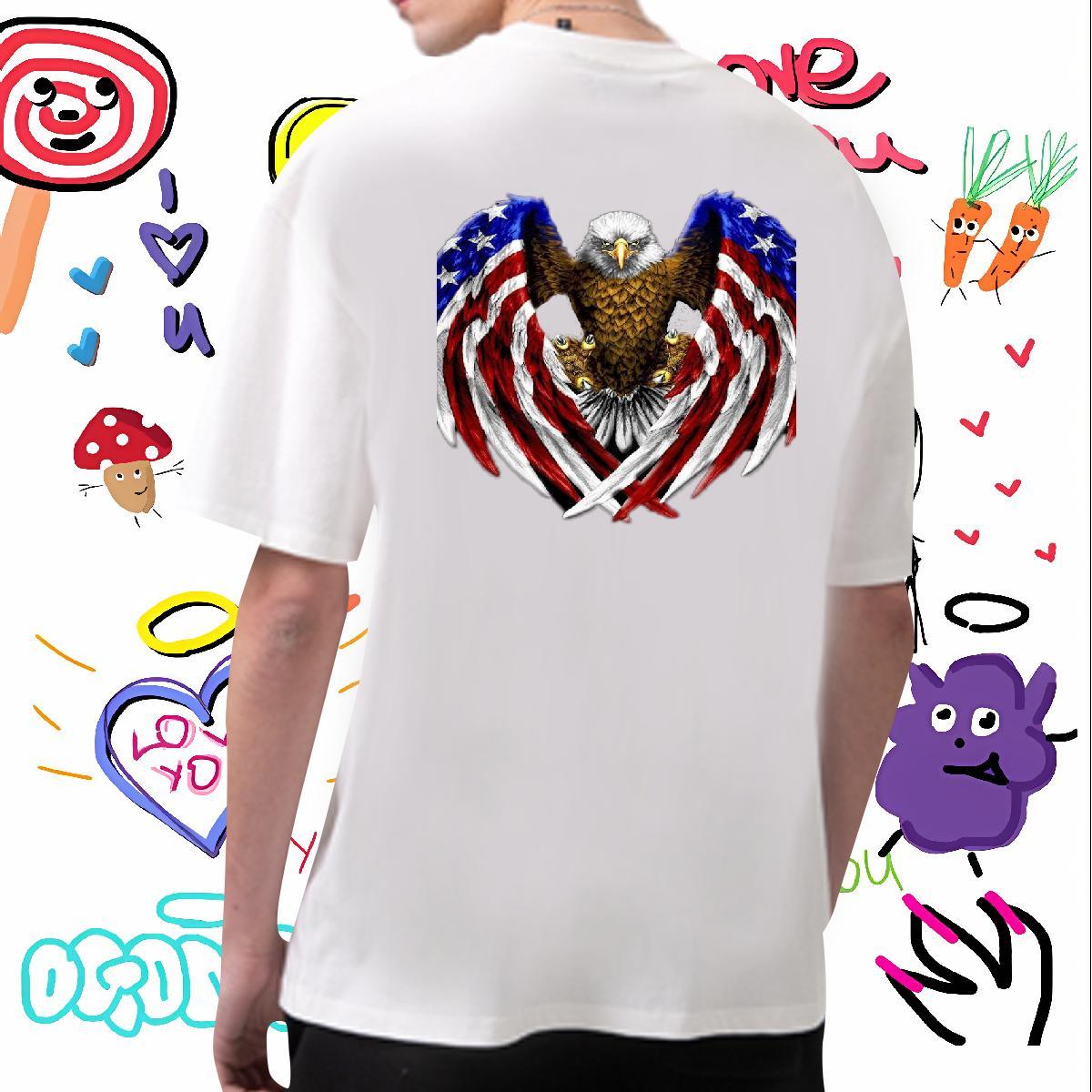New Designer Mens T Shirts 230g Pure Cotton eagle Hip Hop Street Top Tees Short Sleeve O-Neck High Quality Tshirts DIY Logo Oversized