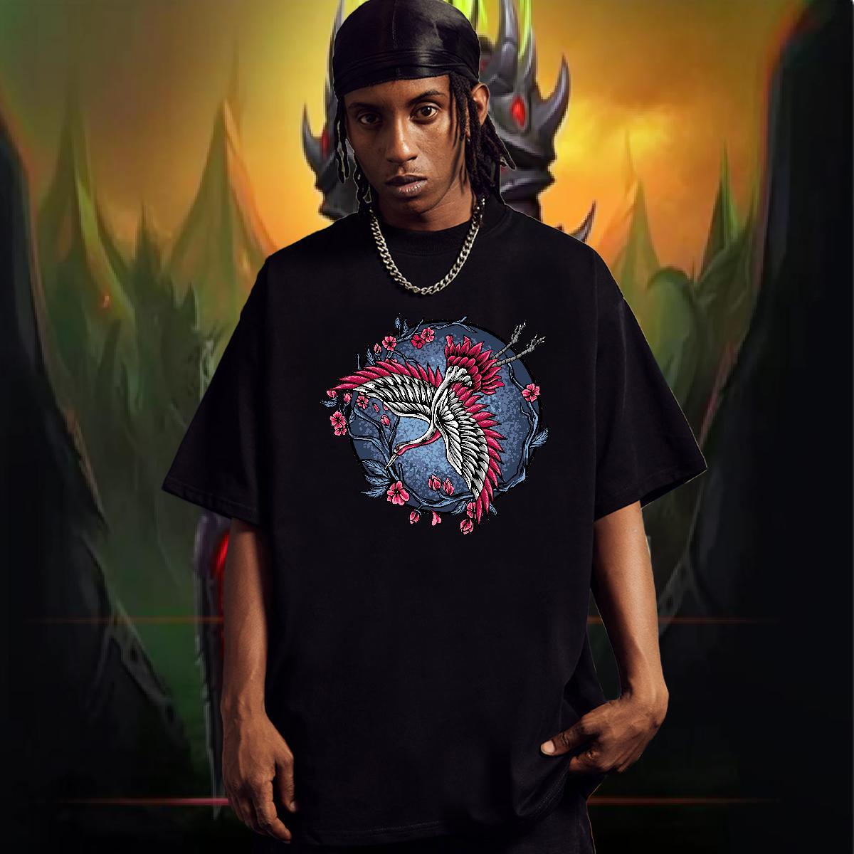 Fashion New T-Shirts for Men 230g Pure Cotton eagle Street Casual Top Tees Breathable Crew Neck Cool Men Tshirts Custom Big Size