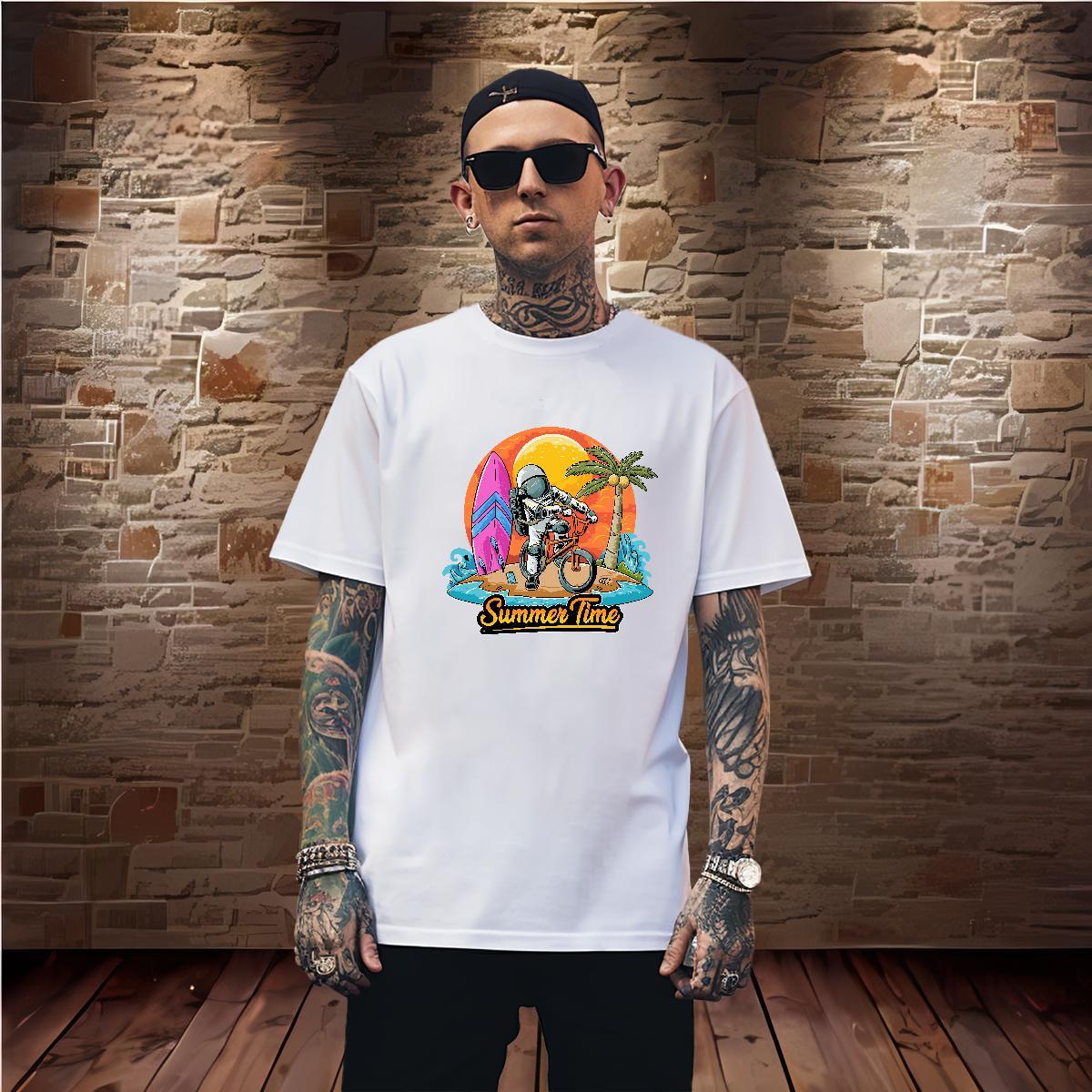 Man T Shirts 100% Cotton 230g universe Casual Daily Wear O-Neck Short Sleeve Oversized Men Tops Tees Designer Classic Tshirts