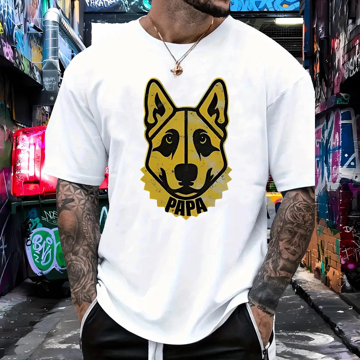 Fashion New T shirt 230g 100% Cotton dog Daily Outfit Tops Breathable Short Sleeve Cool Design Men Tees Custom Anime