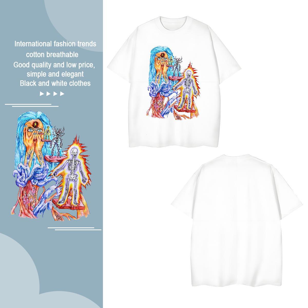 Man T Shirts 230g Cotton blue hair Street Wear Breathable Soft Customized Men Tees Fashion Classic Tops Shirt