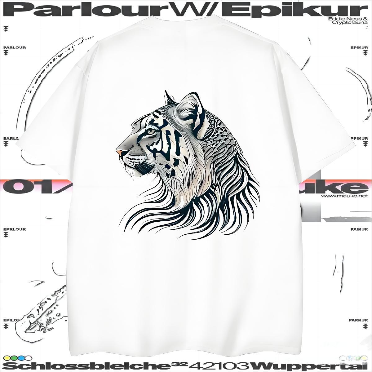 Customized T shirt 230g 100% Cotton tiger Street Tops Tees Breathable Crew Neck High Quality Men Tees Black Oversized
