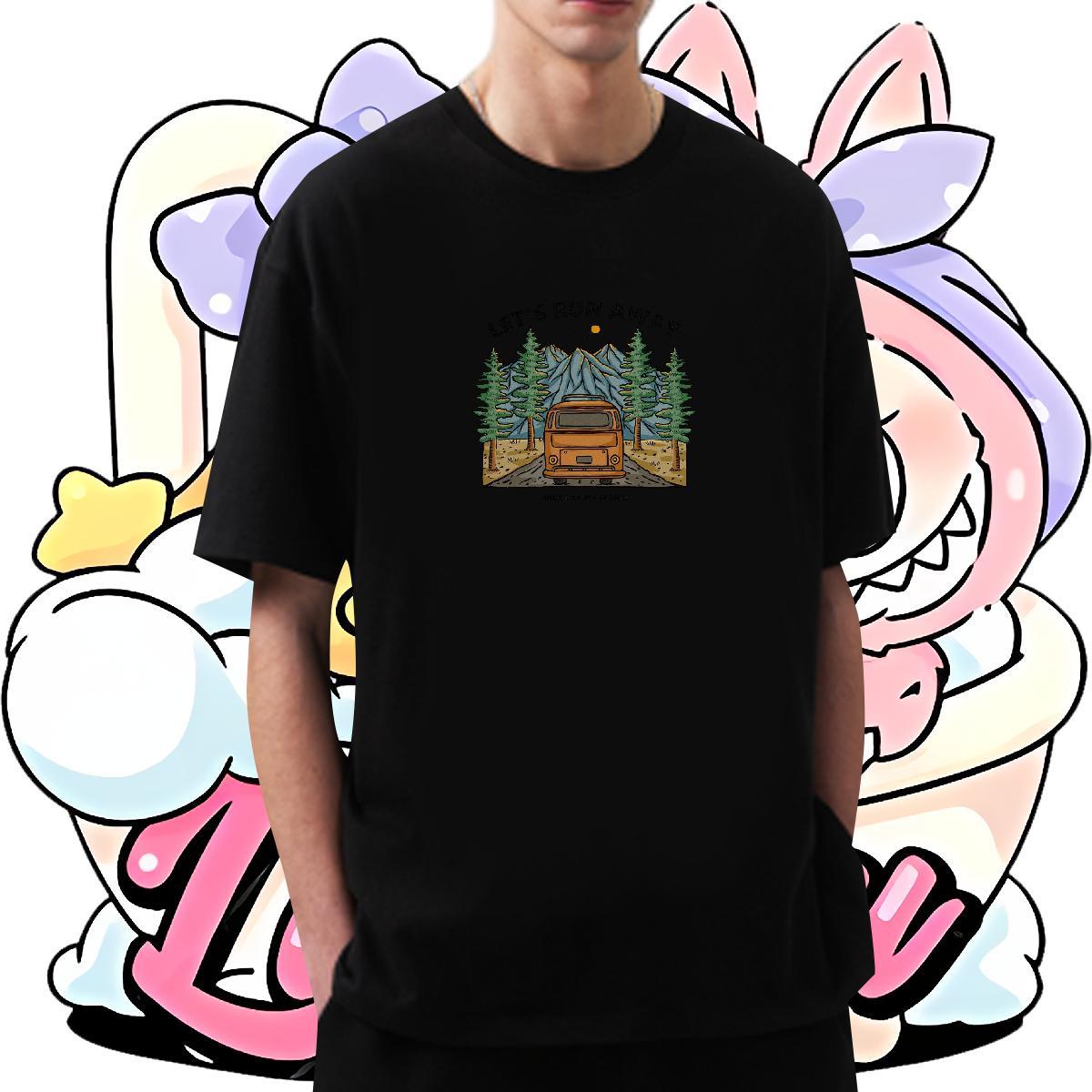 Brand Men Clothes T-Shirt 230g 100% Cotton Hip Hop Street car Anime Pure Cotton Classic T shirt Wear