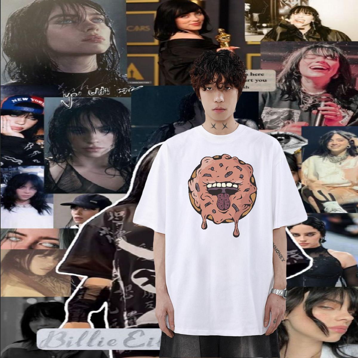 Classic Casual Men T Shirts 230g 100% Cotton monster Daily Outfit Tshirts Crew Neck Breathable TOP Quality Men Tops Tees Customized Print