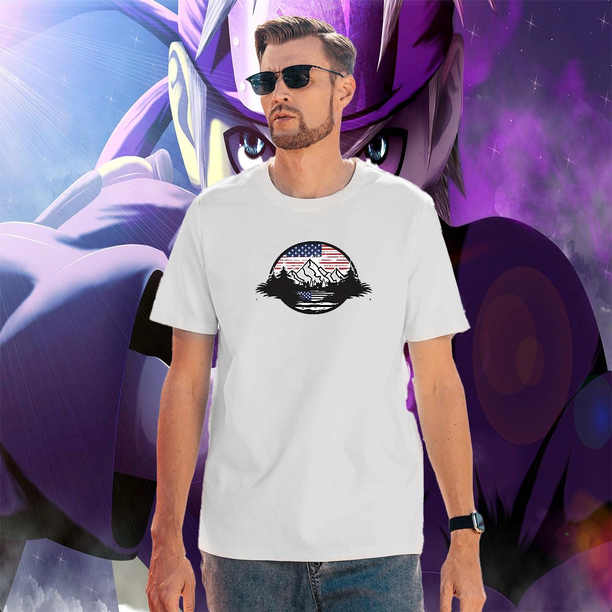 Loose Men Clothes T-Shirt 230g 100% Cotton Anime Printing Street mountains Plus Size Cartoon Breathable Crew Neck New Arrival T-Shirts for Men Tshirts