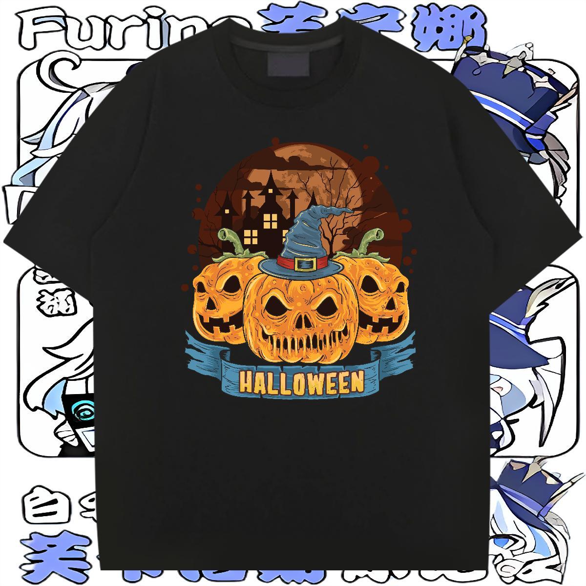 Brand T Shirt For Man 230g Pure Cotton Halloween Spring Summer Clothes Breathable Short Sleeve Soft Couples T Shirts Oversized 4XL