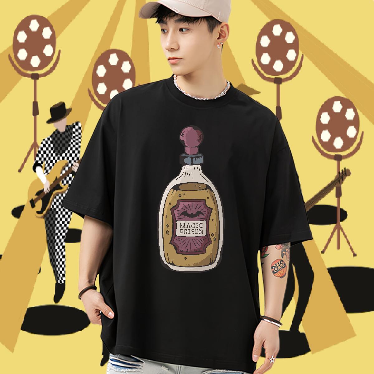 2024 New T-Shirts 230g Pure Cotton Halloween Casual Daily Wear Clothings Breathable Short Sleeve TOP Quality Couples T Shirts Black White