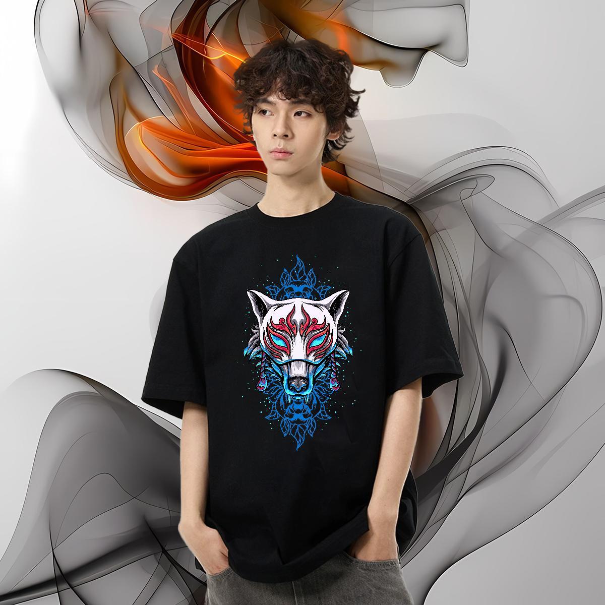 2024 T Shirts Men 230g Pure Cotton wolf Home Outdoor Polos Breathable Short Sleeve TOP Quality Tshirts Oversized 3XL 4XL