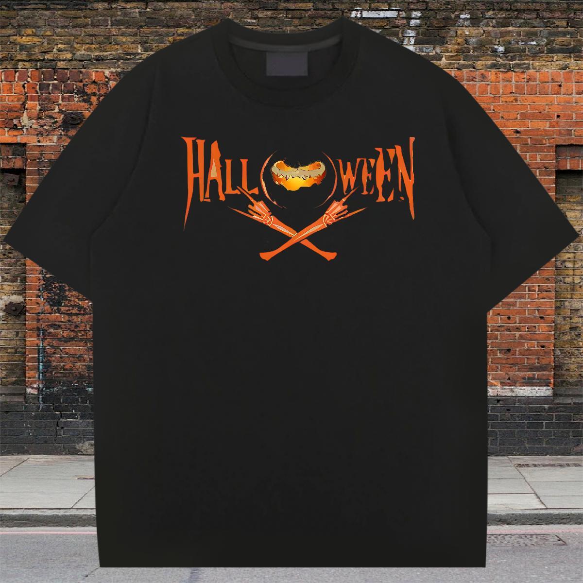 DIY T Shirts Men 230g Pure Cotton halloween Street Casual Tshirts Breathable Short Sleeve Free Shipping Men Tops Tees DIY Printed