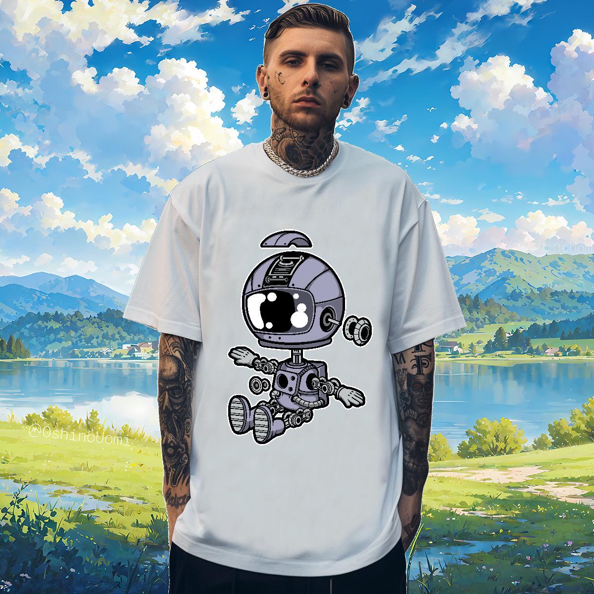 Man T Shirts 230g Pure Cotton cosmonaut Sport Crew Neck Breathable Oversized Couples T Shirts Fashion Designer Loose Top Tees