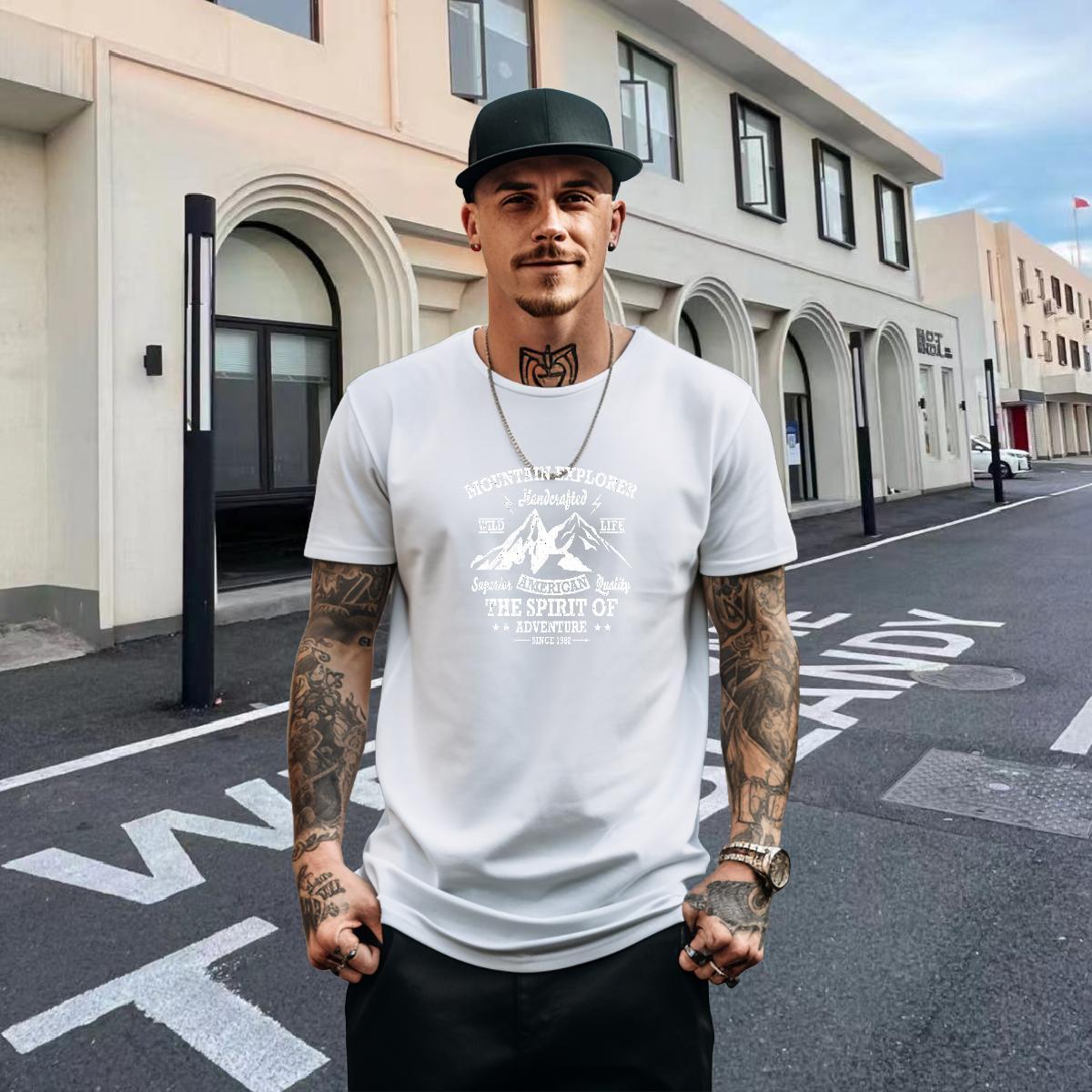 Wholesale Couples T Shirts 100% Cotton 230g Beach mountains Anime Print Round Neck Short Sleeve Customized Man T Shirts Tops Shirt