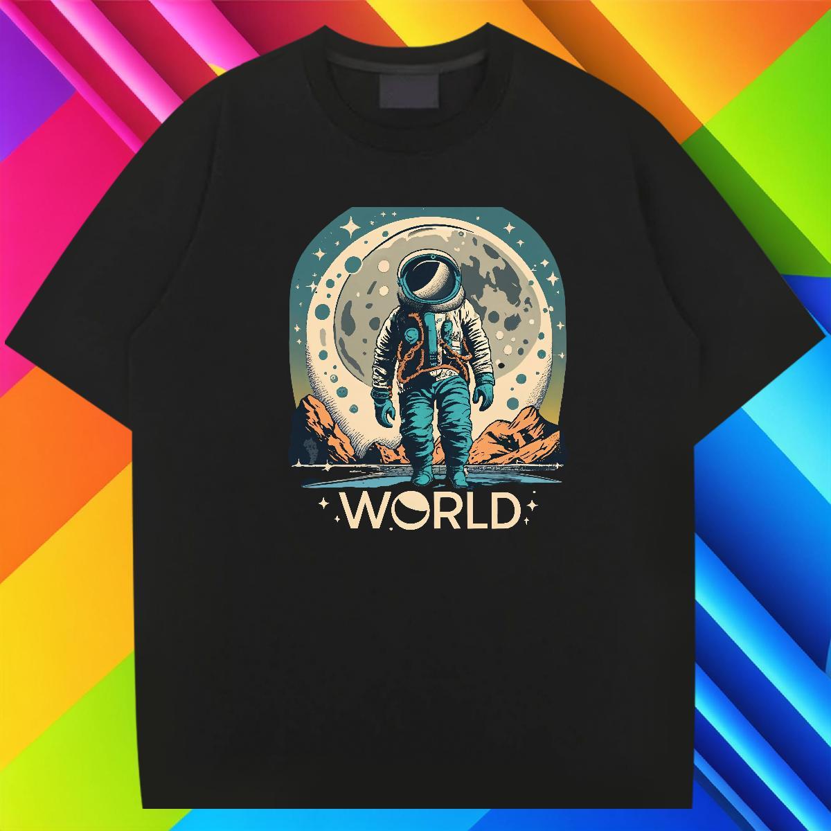 Popular Couples T Shirts 230g 100% Cotton High Street Hip Hop spaceman Custom Print Plus Size Crew Neck Breathable Brand T Shirts Men Polos