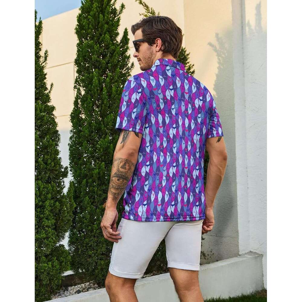 Fashion Mens Polo shirt Short Sleeve Hawaiian Golf Shirts Men Dry Fit Print Performance Moisture Wicking Polo Shirt for Summer Casual tops summer Free