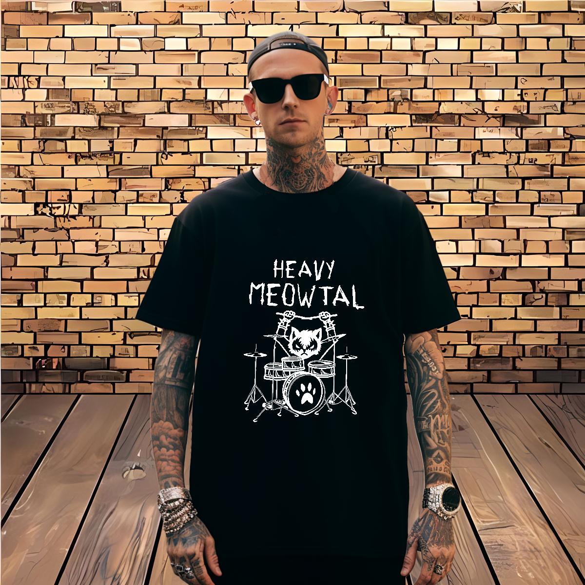 Men T Shirts 230g Cotton cat Sports Casual Short Sleeve O-Neck Black Oversized Mens Tshirts New Designer High Quality Tops Tees