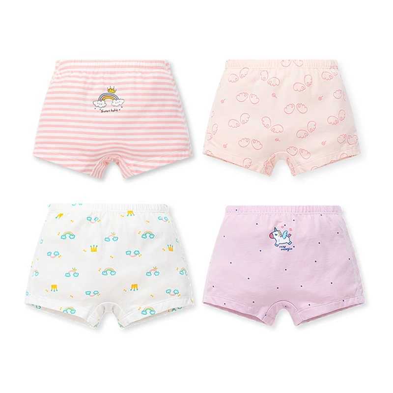 4 packs of childrens underwear cotton underwear for little girls childrens shorts cotton boxing underwear for girls aged 3-11W240715