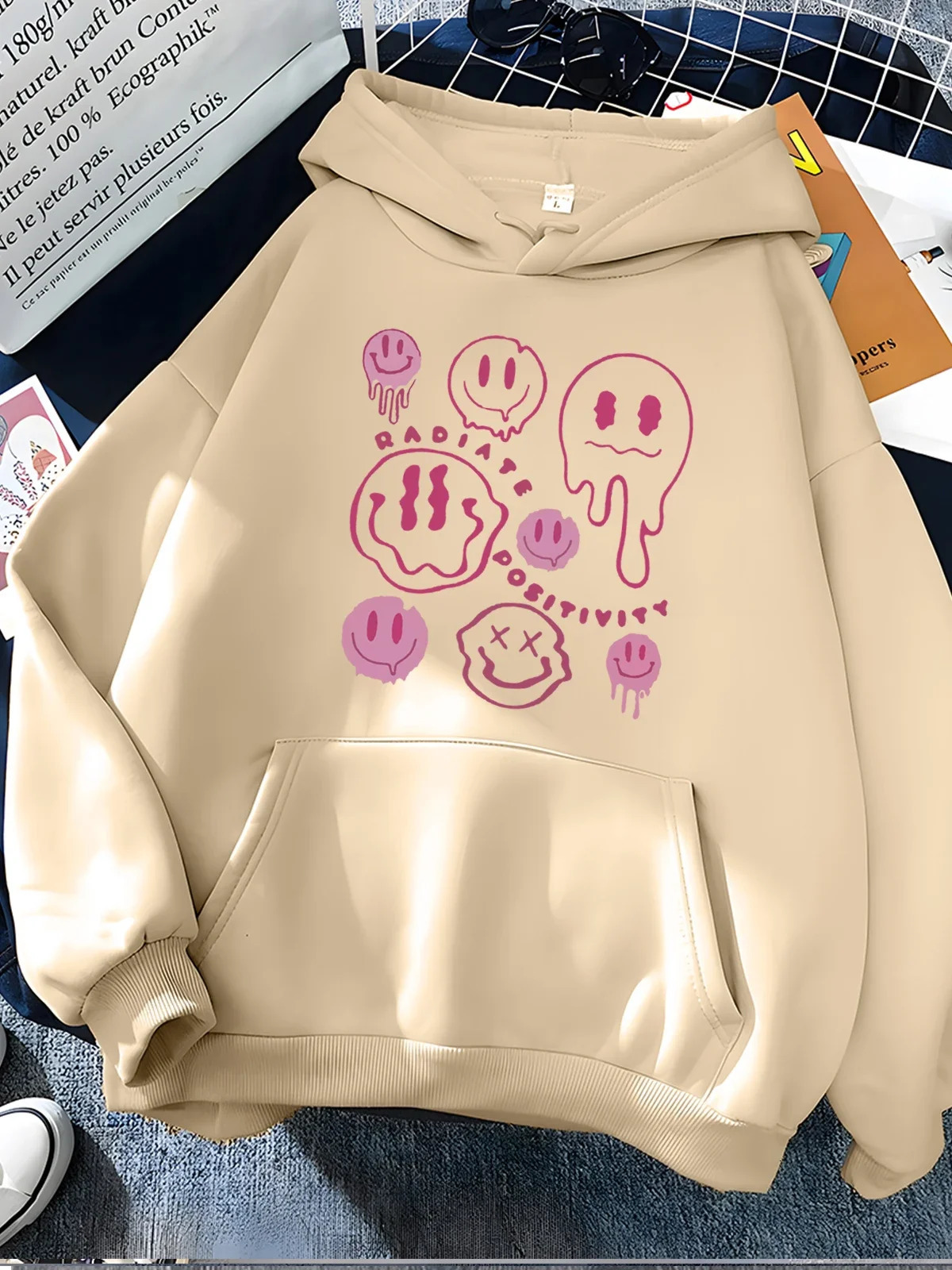 Hirsionsan Funny Graphic Print Hoodies Women Soft Loose Sportwear Female Sweatshirt Warm Fleece Ladies Clothes Polyester Y2k 240806