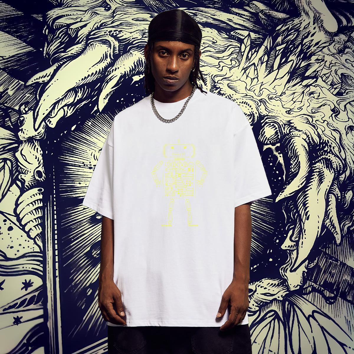 Soft Couples T Shirts 230g 100% Cotton Beach robot DIY Printed Pure Cotton Factory Direct T shirt Tee Shirt