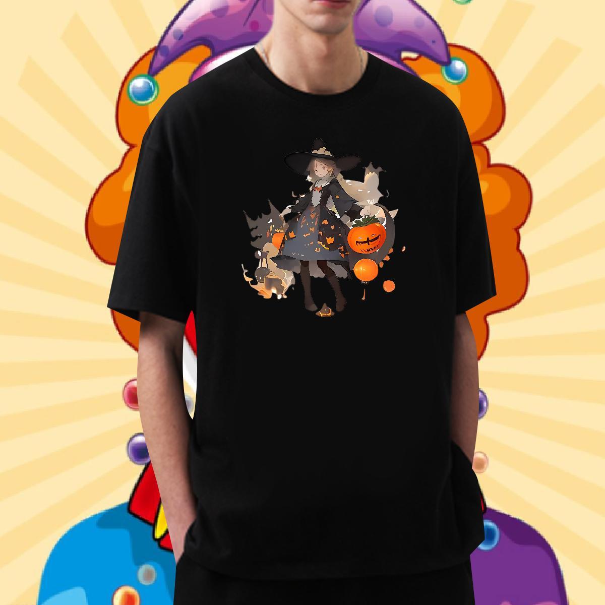 Casual New T-Shirts for Men 230g Pure Cotton pumpkin Spring Summer Tops Breathable Soft Designer Men Clothes T-Shirt Anime Print