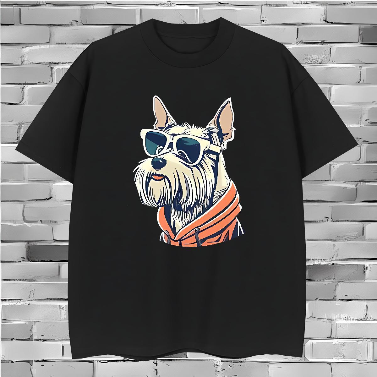 Mens T Shirts 230g Pure Cotton dog Street Casual Crew Neck Breathable Cartoon Print Men Tees 2024 New Wholesale Tops Tees