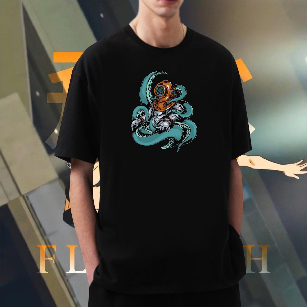 T Shirt For Man 230g Pure Cotton universe Sport Breathable Short Sleeve Skull Tshirts Classic Casual Loose Fit Tee Shirt