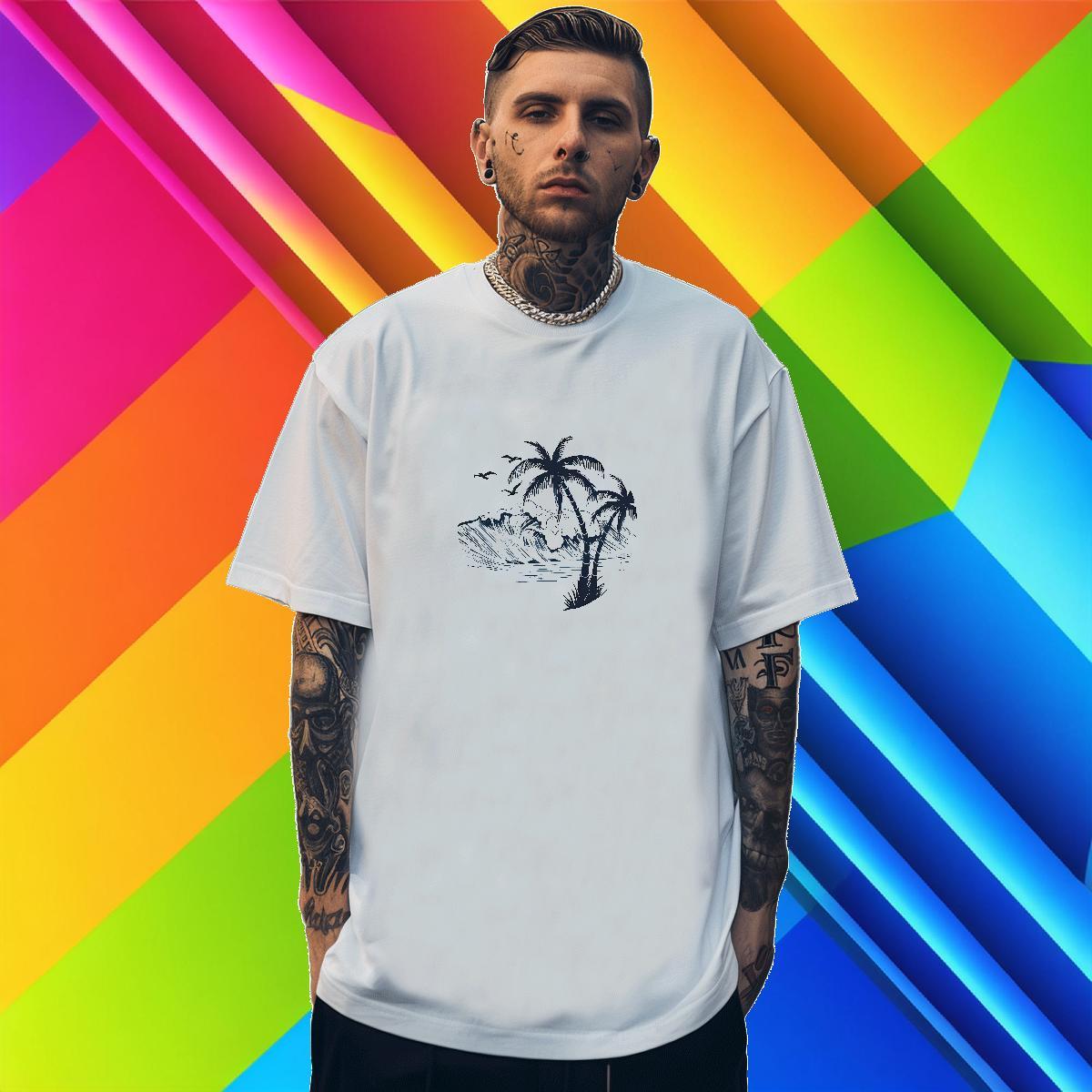 Loose Men Clothes T-Shirt 230g 100% Cotton Street sea Anime Print Short Sleeve O-Neck Casual New T shirt Tees