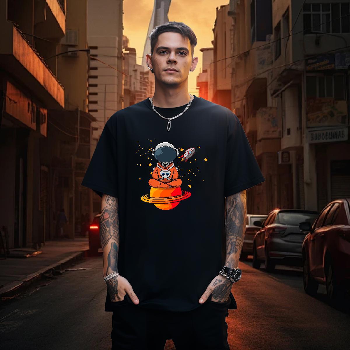 T-Shirts 100% Cotton 230g universe Beach Breathable Crew Neck Black Oversized Tshirt for Man Woman New Designer Popular Tops Tees