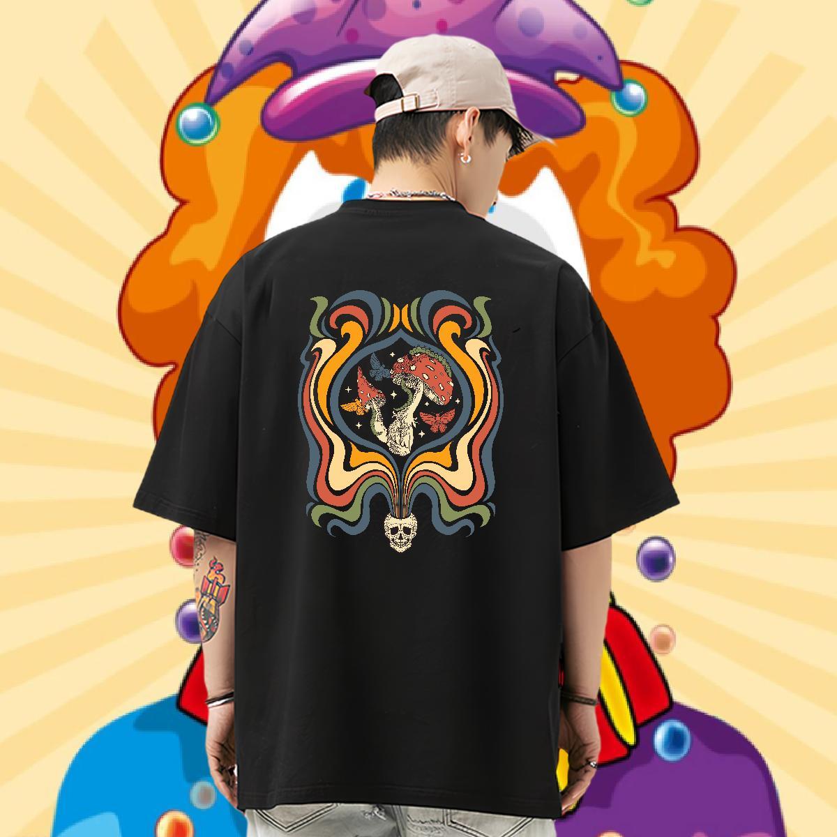 DIY Men T Shirts 230g Pure Cotton mushroom Summer Casual Polos Breathable Short Sleeve Brand Couples T Shirts Custom Printed