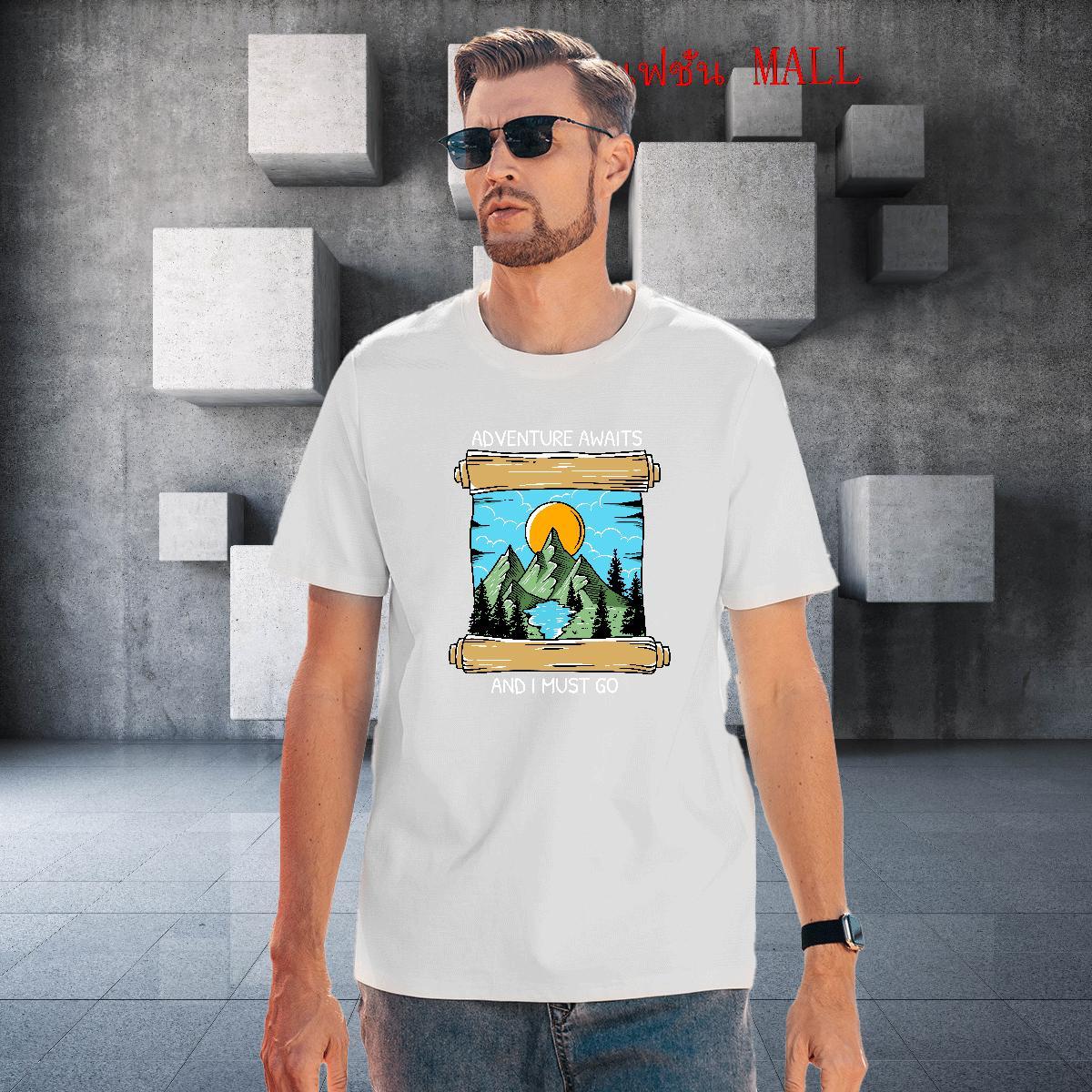 Popular Men Tshirts 100% Cotton 230g Summer Casual mountains Black White Breathable Short Sleeve Stylist T-Shirts for Men Tees