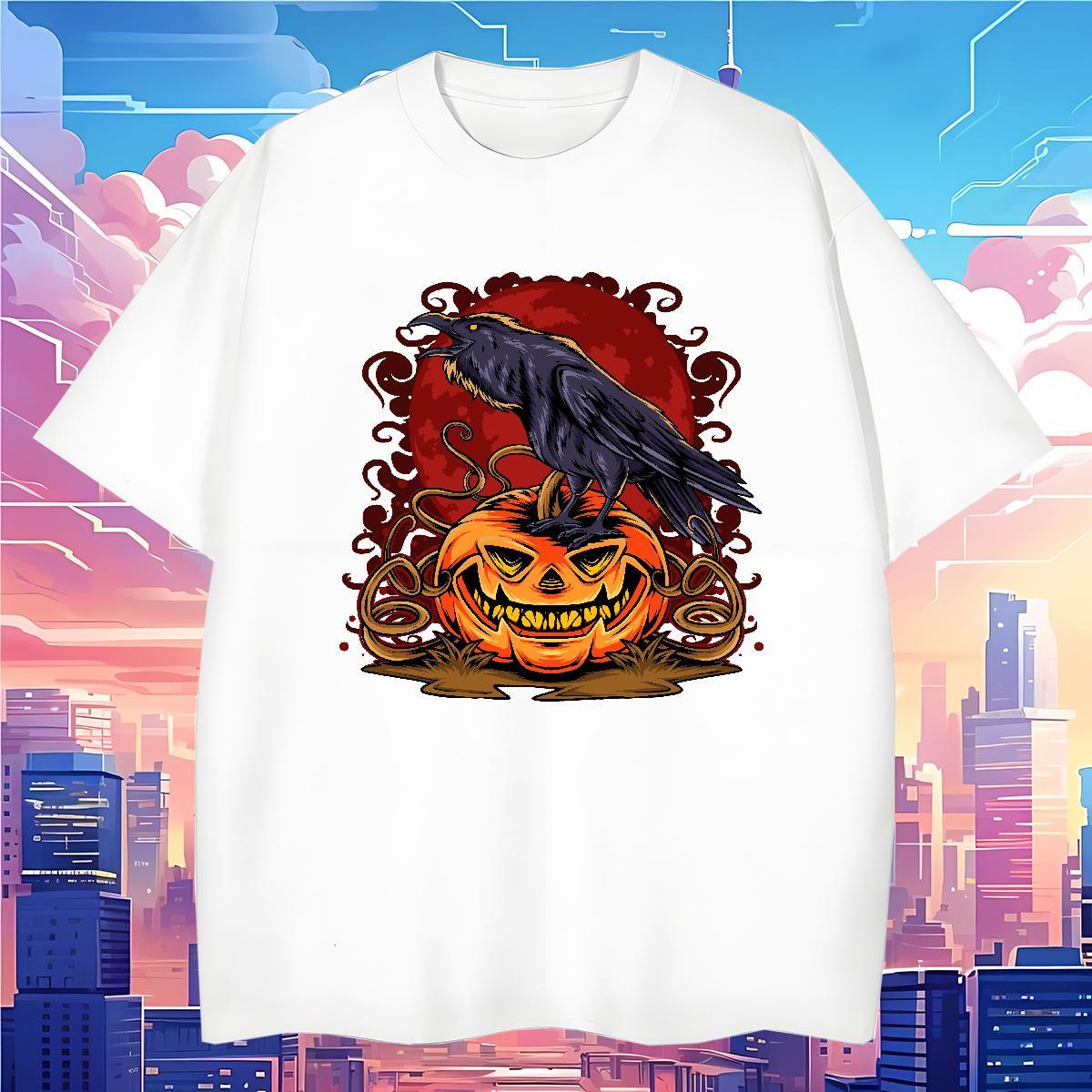 T-Shirts for Men 230g 100% Cotton pumpkin Home Outdoor Breathable Graphic Men Tees Fashion Loose Fit Clothes