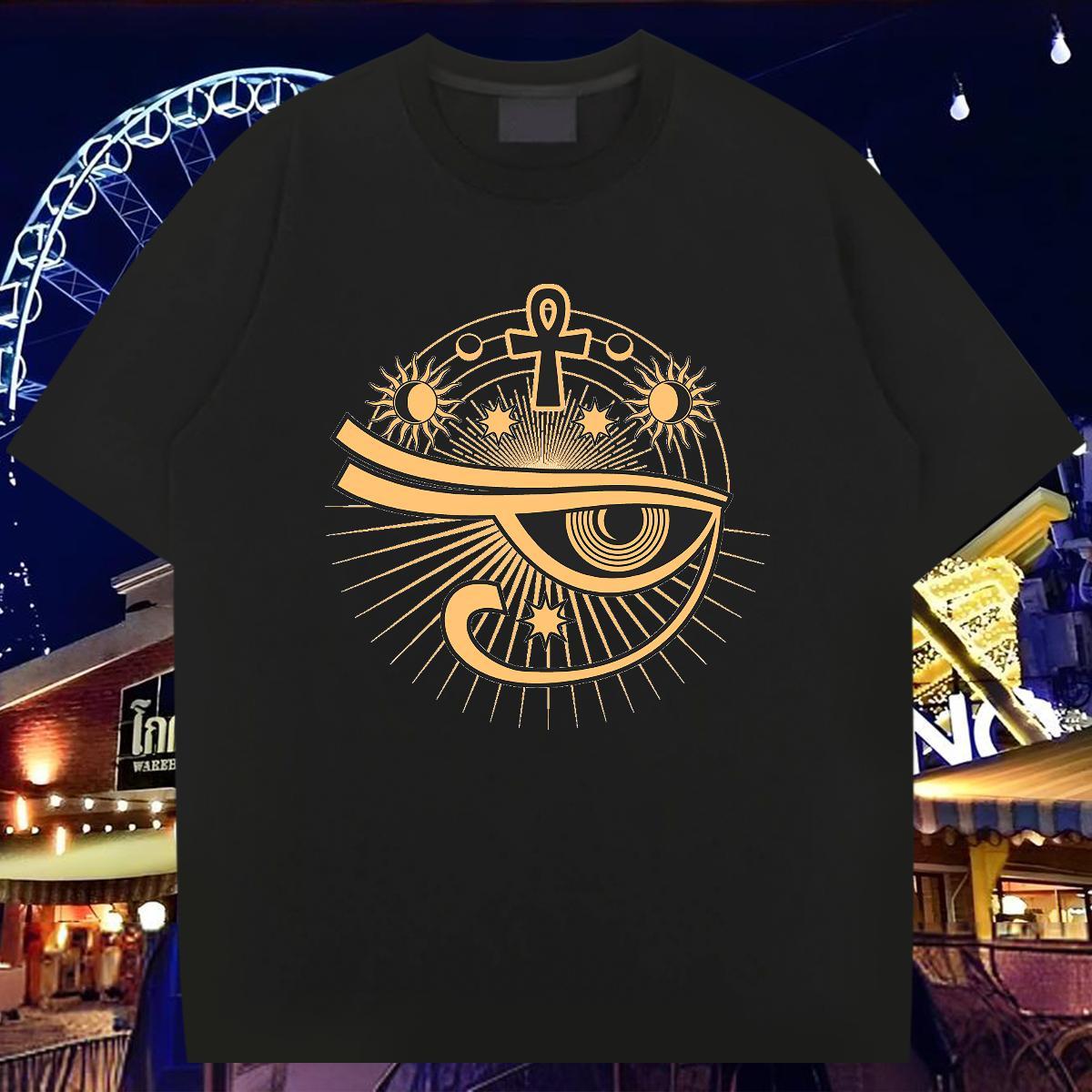 T Shirt For Man 230g Cotton eyes Anime Printing Street Short Sleeve O-Neck DIY Printed Men Tees Fashion High Quality Tops Shirt