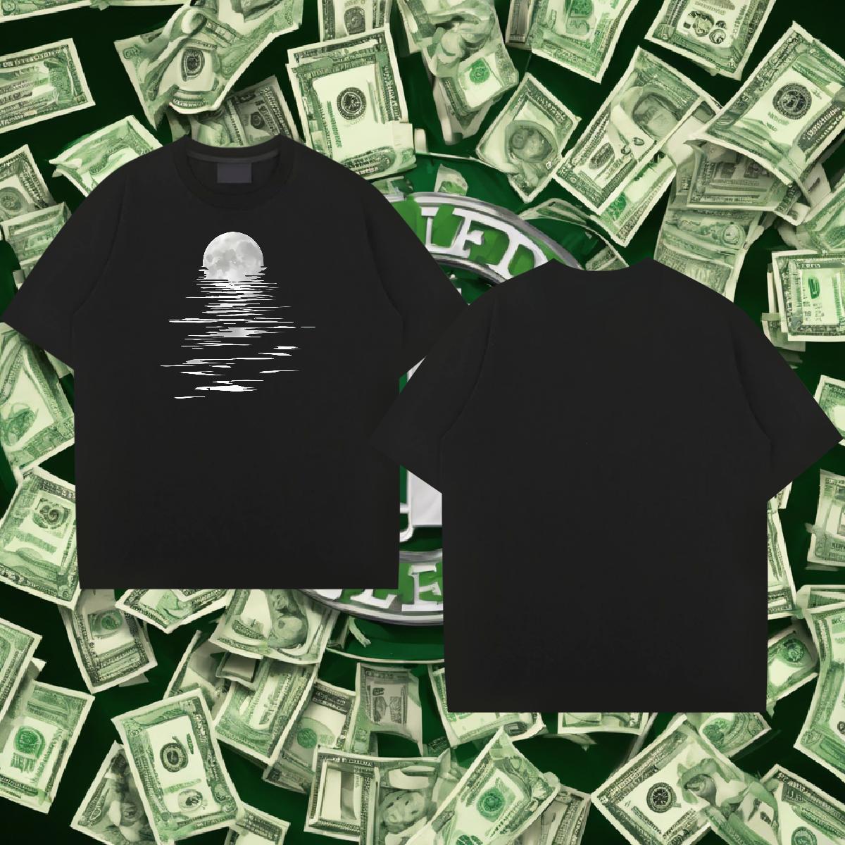 Soft Tshirt for Man Woman 230g Cotton Sports Casual moon Skull O Neck Short Sleeves 2024 DIY T shirt Tops Tees