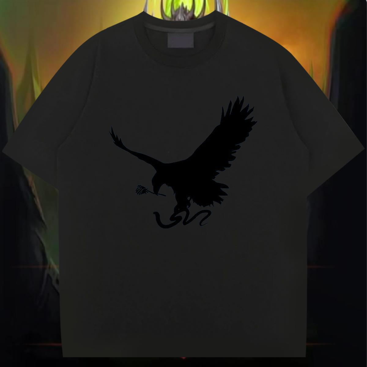 Custom T-Shirts for Men 230g Cotton eagle Street Casual Tshirts Short Sleeve O-Neck Loose Men Tops Tees Anime Print