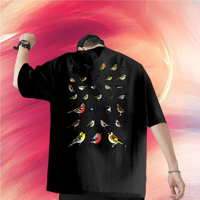 2024 New Man T Shirts 100% Cotton 230g bird Street Casual Clothes Pure Cotton Designer Tshirts Plus Size Custom