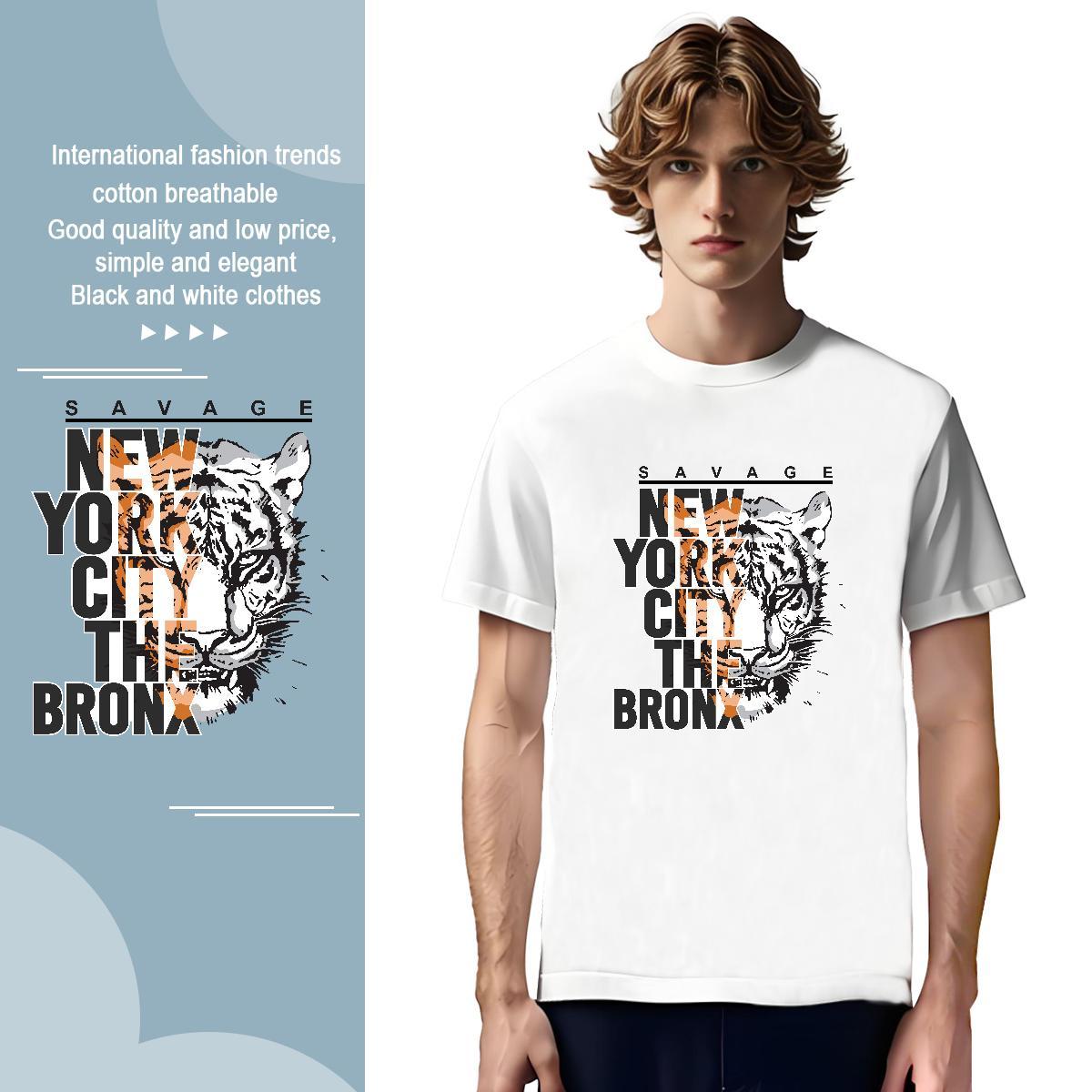 T shirt 230g 100% Cotton High Street Hip Hop Short Sleeve O-Neck Graphic Mens Tshirts Classic Wholesale Tops Tees