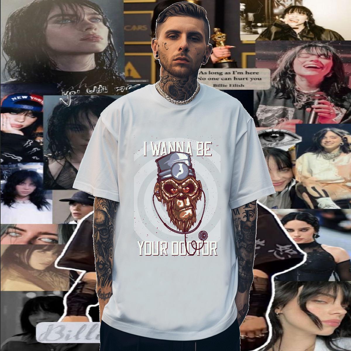 2024 Summer T Shirts Men 230g 100% Cotton chimpanzee Hip Hop Tops Short Sleeve O-Neck Loose Fit Mens Tshirts Custom Print Oversized