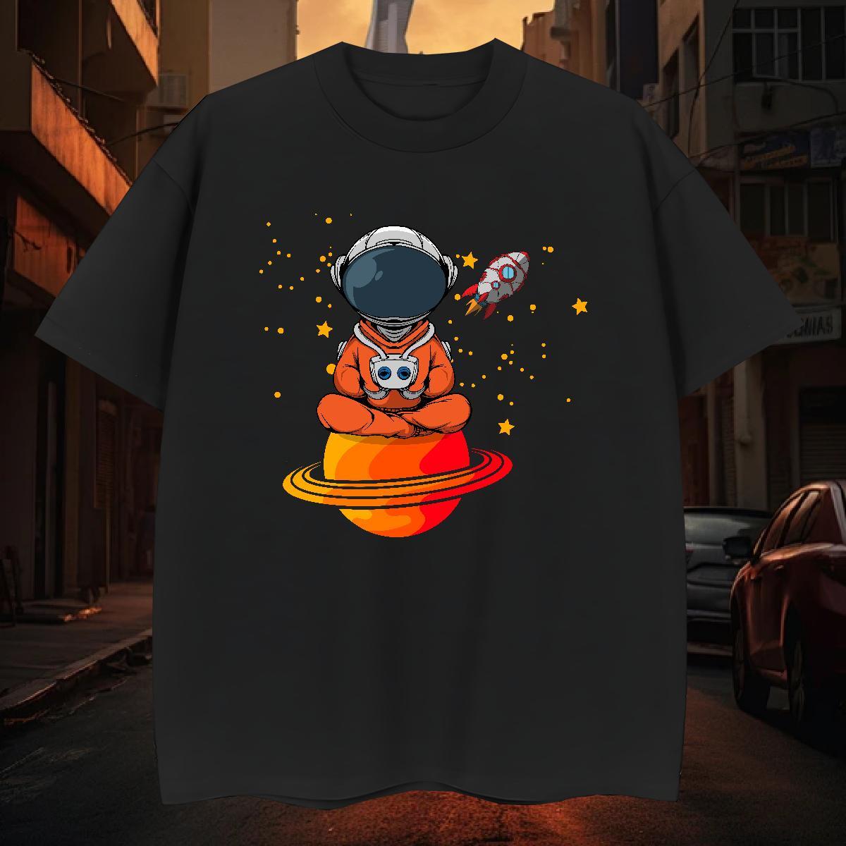 T-Shirts 100% Cotton 230g universe Beach Breathable Crew Neck Black Oversized Tshirt for Man Woman New Designer Popular Tops Tees