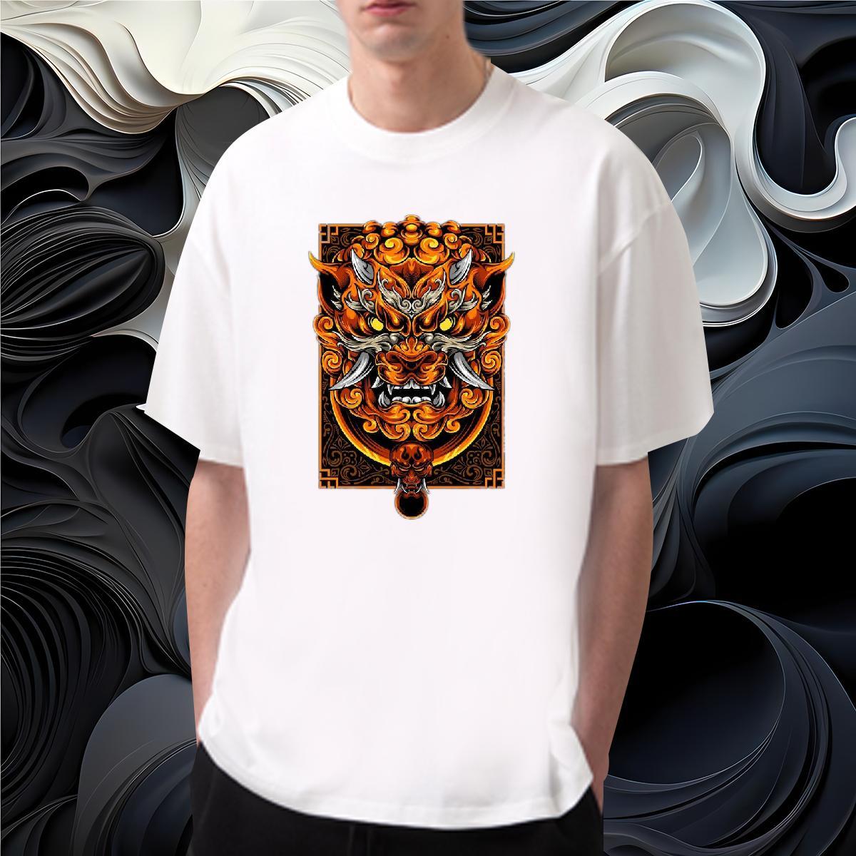 Man T Shirts 100% Cotton 230g icon Street Breathable Soft Black White Men Clothes T-Shirt Brand Loose Fit Tees