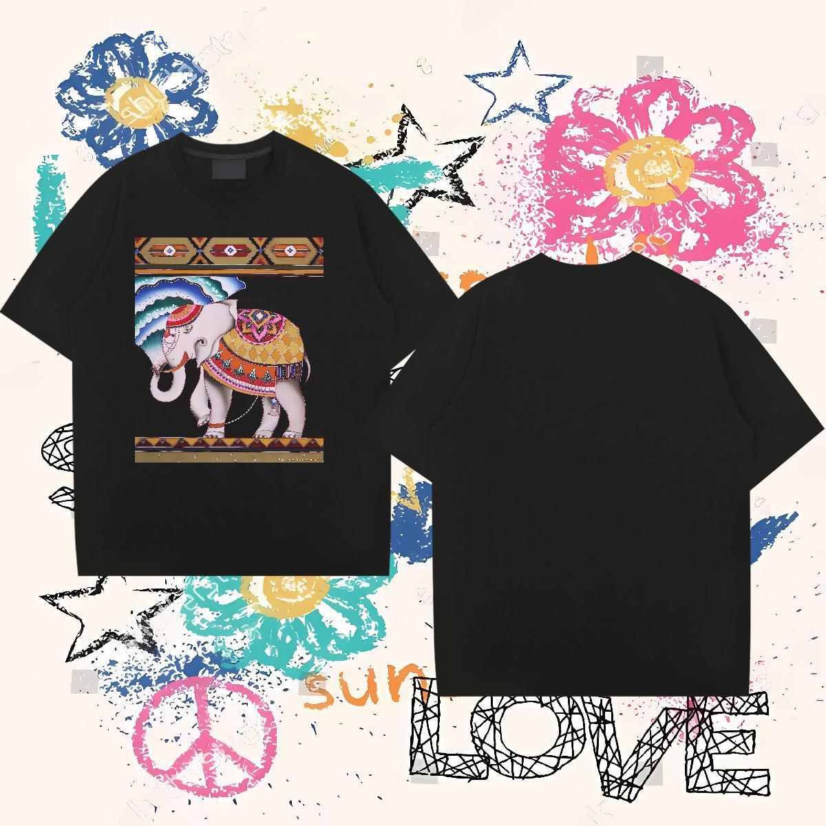 Custom T Shirt For Man 230g Cotton Elephant Anime Printing Street Clothings Breathable Short Sleeve Unisex Men Tshirts Skull
