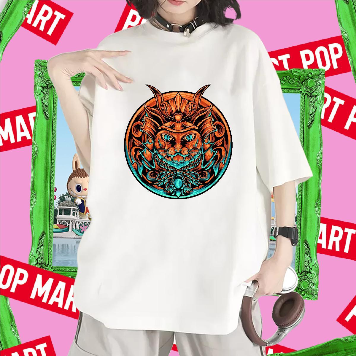 Free Shipping T-Shirts for Women Breathable Soft Lady T shirt Anime cat Casual 230g Pure Cotton Fashion Tee Shirt