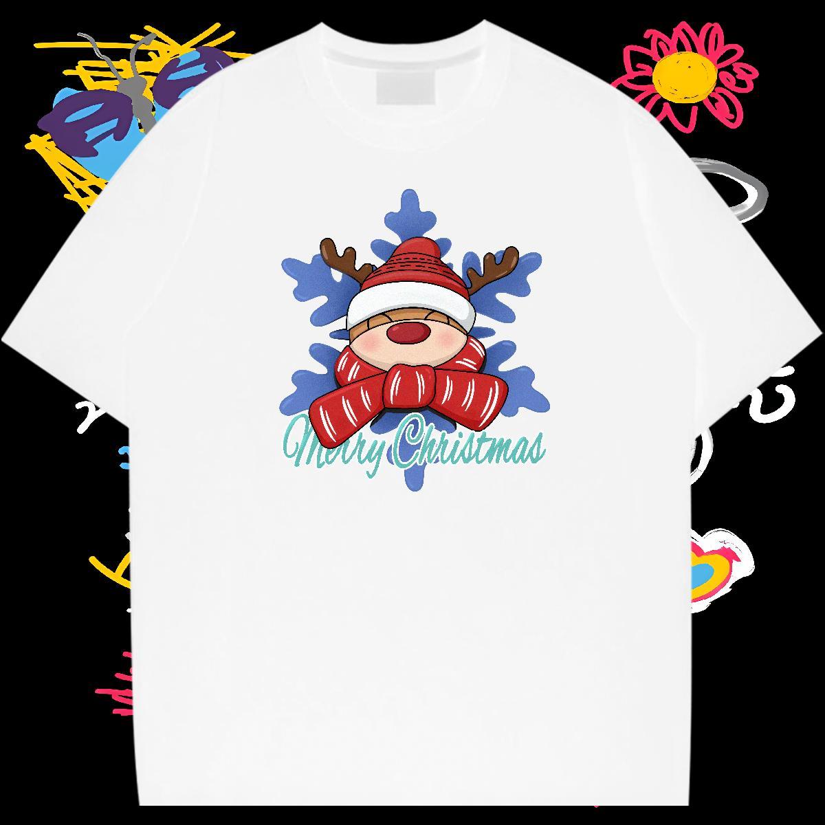 Fashion Designer T shirt 230g 100% Cotton Christmas Sports Casual Tops Breathable Crew Neck Loose Fit Couples T Shirts Cartoon Print