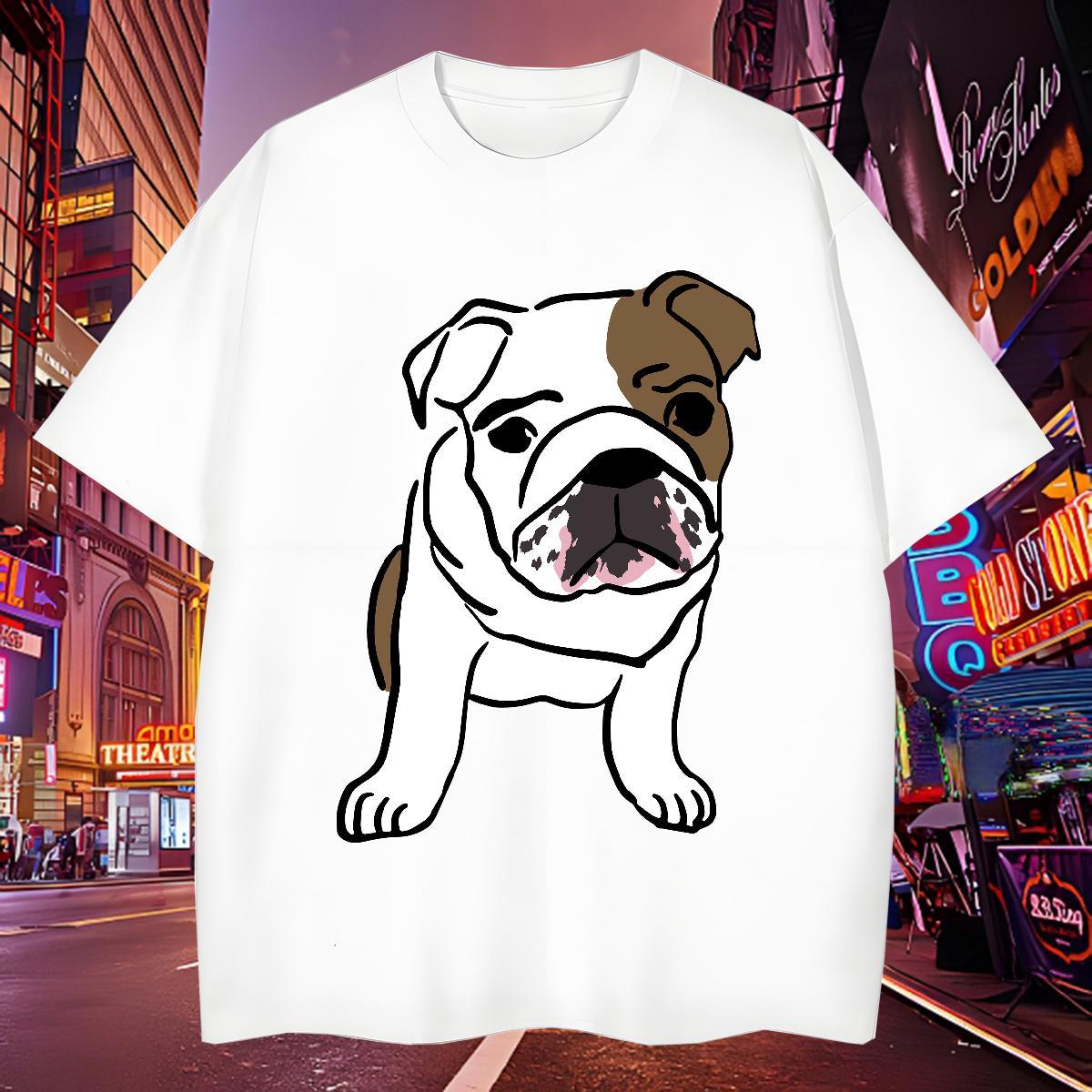 Cool Men Tops Tees 230g Pure Cotton Dog T-Shirts for Men Daily Wear Breathable Crew Neck Asian Size Classic Casual Clothes