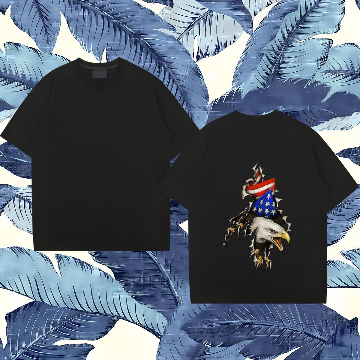 New Designer Man T Shirts 100% Cotton 230g eagle Summer Casual Clothings Short Sleeve Soft Loose Fit Tshirt for Man Woman Custom Big Size